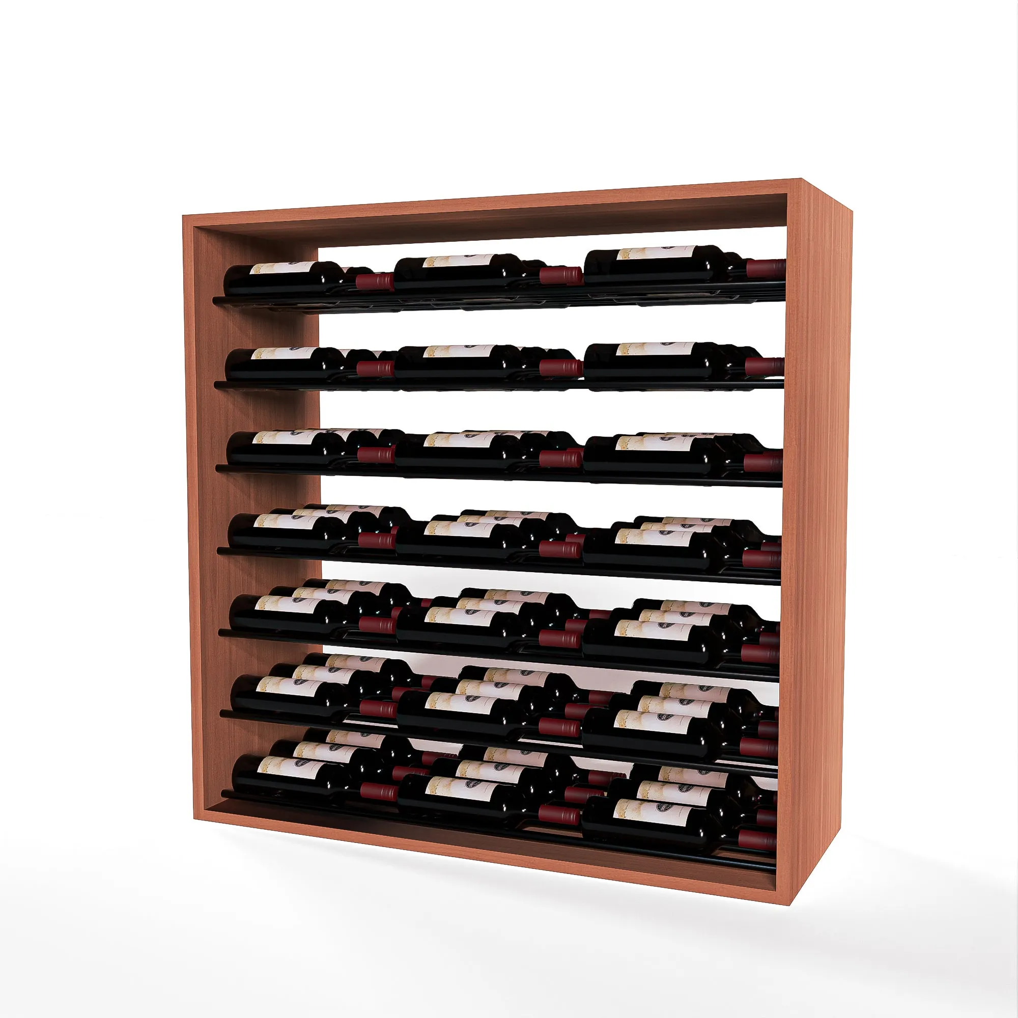 GrandCellar™ - 8 Column Full-Depth Label-Forward Horizontal Wine Display  - 36"- Black Metal Rods