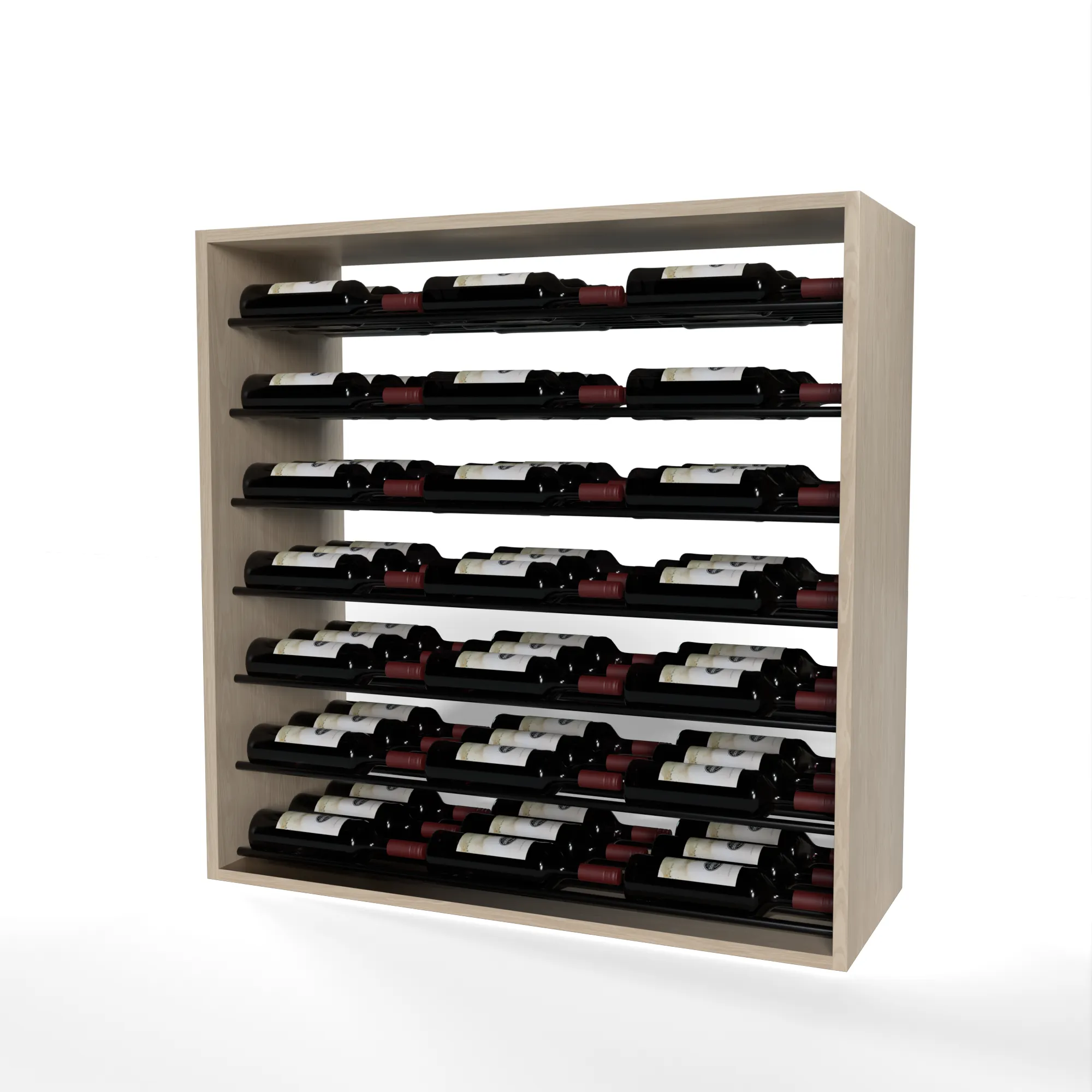 GrandCellar™ - 8 Column Full-Depth Label-Forward Horizontal Wine Display  - 36"- Black Metal Rods