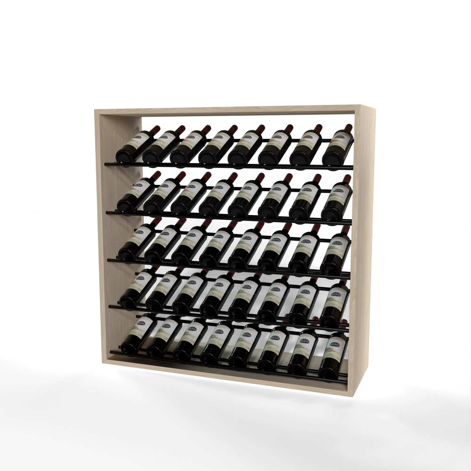 GrandCellar - 8 Column Full-Depth Label-Forward Wine Base Display - 36" - Black Metal Rods