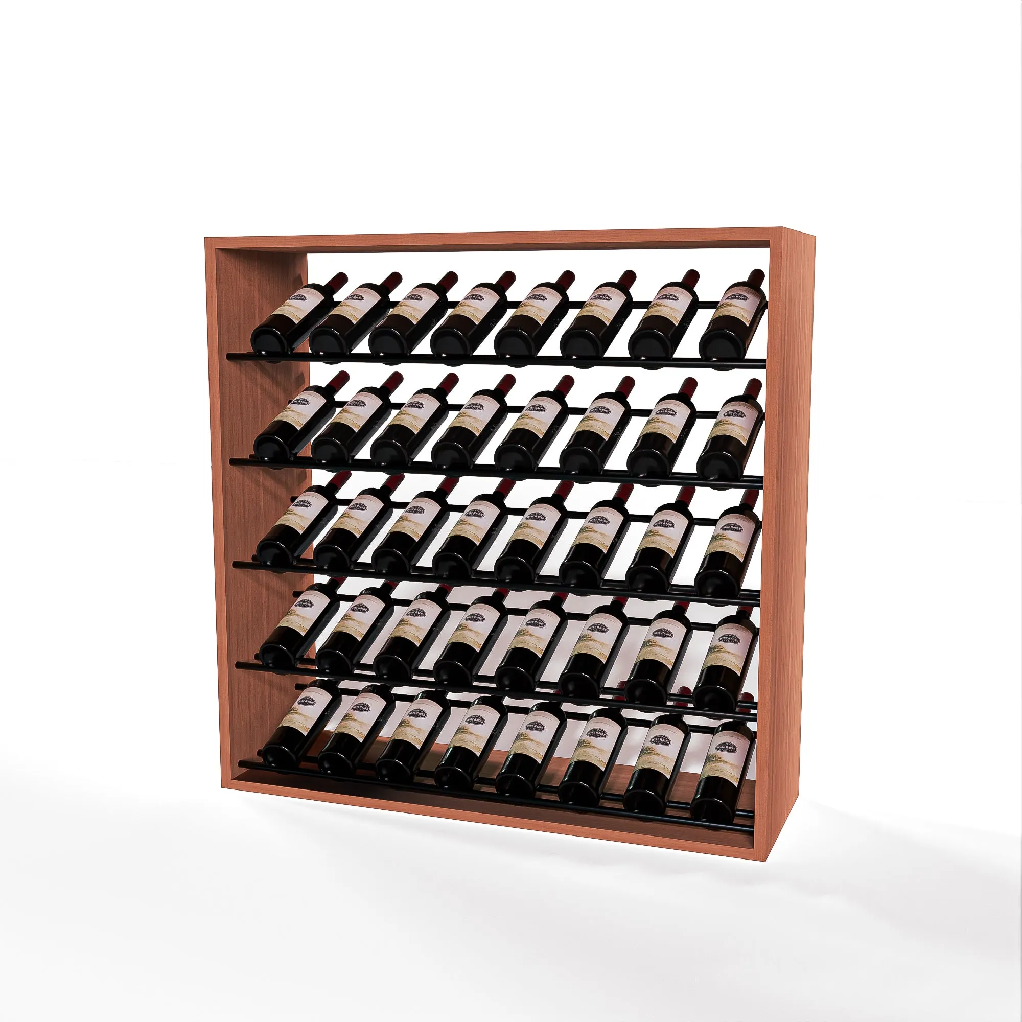 GrandCellar - 8 Column Full-Depth Label-Forward Wine Base Display - 36" - Black Metal Rods