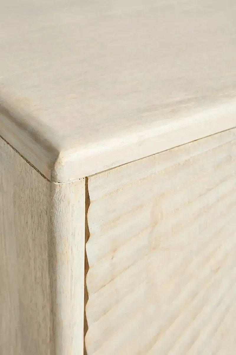 Hand Carved Daybreak Sideboard | Wooden Buffet Table in Grey Color