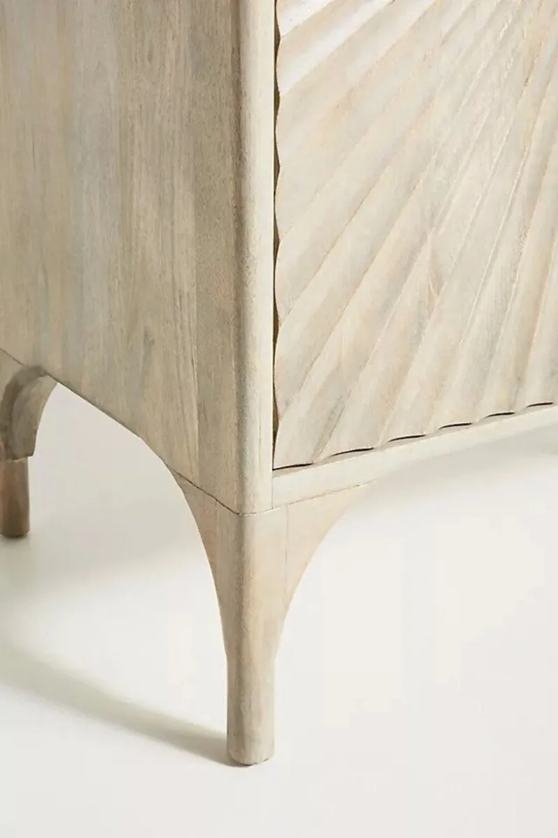 Hand Carved Daybreak Sideboard | Wooden Buffet Table in Grey Color