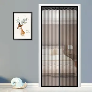 Kuber Industries Magnetic Mosquito Net for Door|Auto Closing Insect for All Door Types|Mosquito Curtain for Home, Office|Pack of 5 |Black