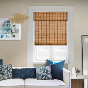 Light Filtering | Custom Natural Bamboo with Valance | Camel