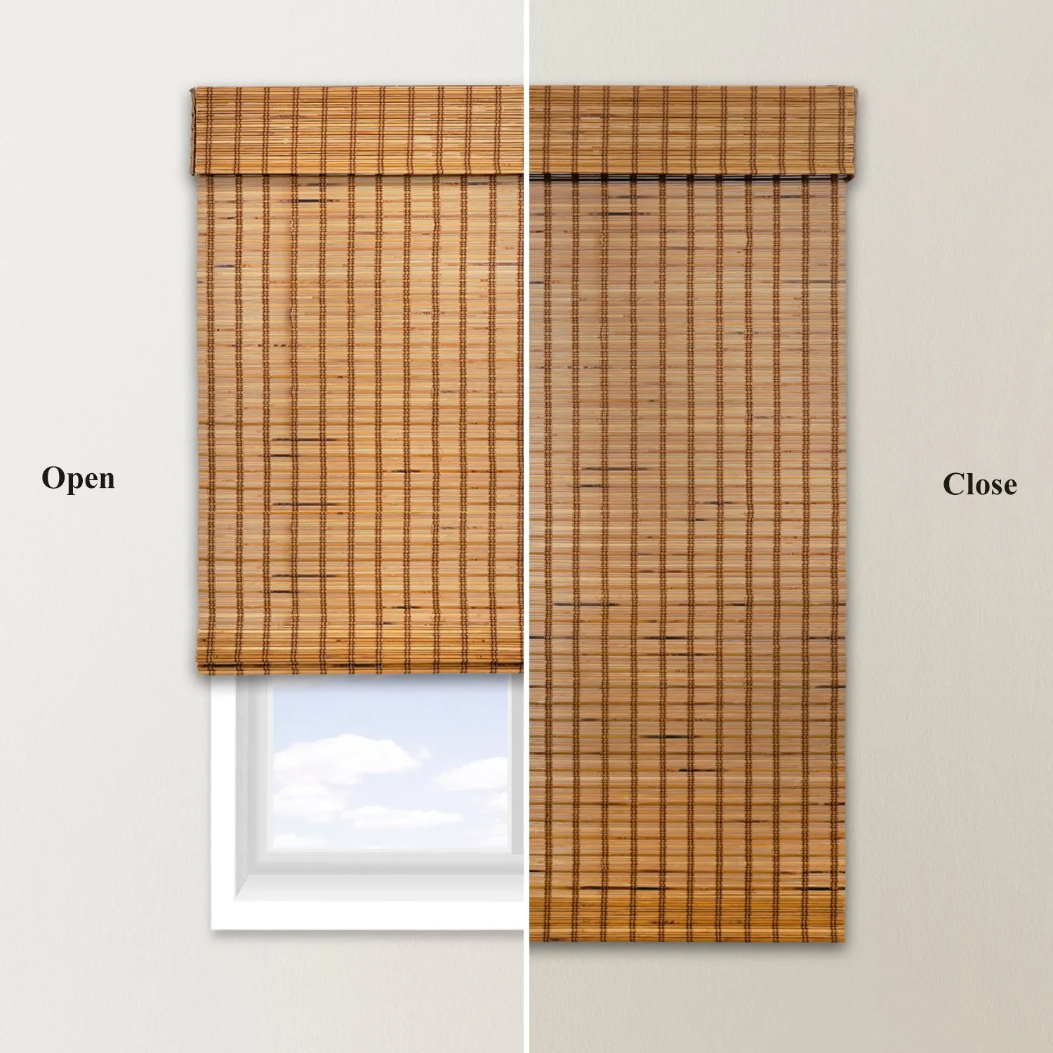 Light Filtering | Custom Natural Bamboo with Valance | Camel