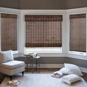 Light Filtering | Custom Natural Bamboo with Valance | Jacobean