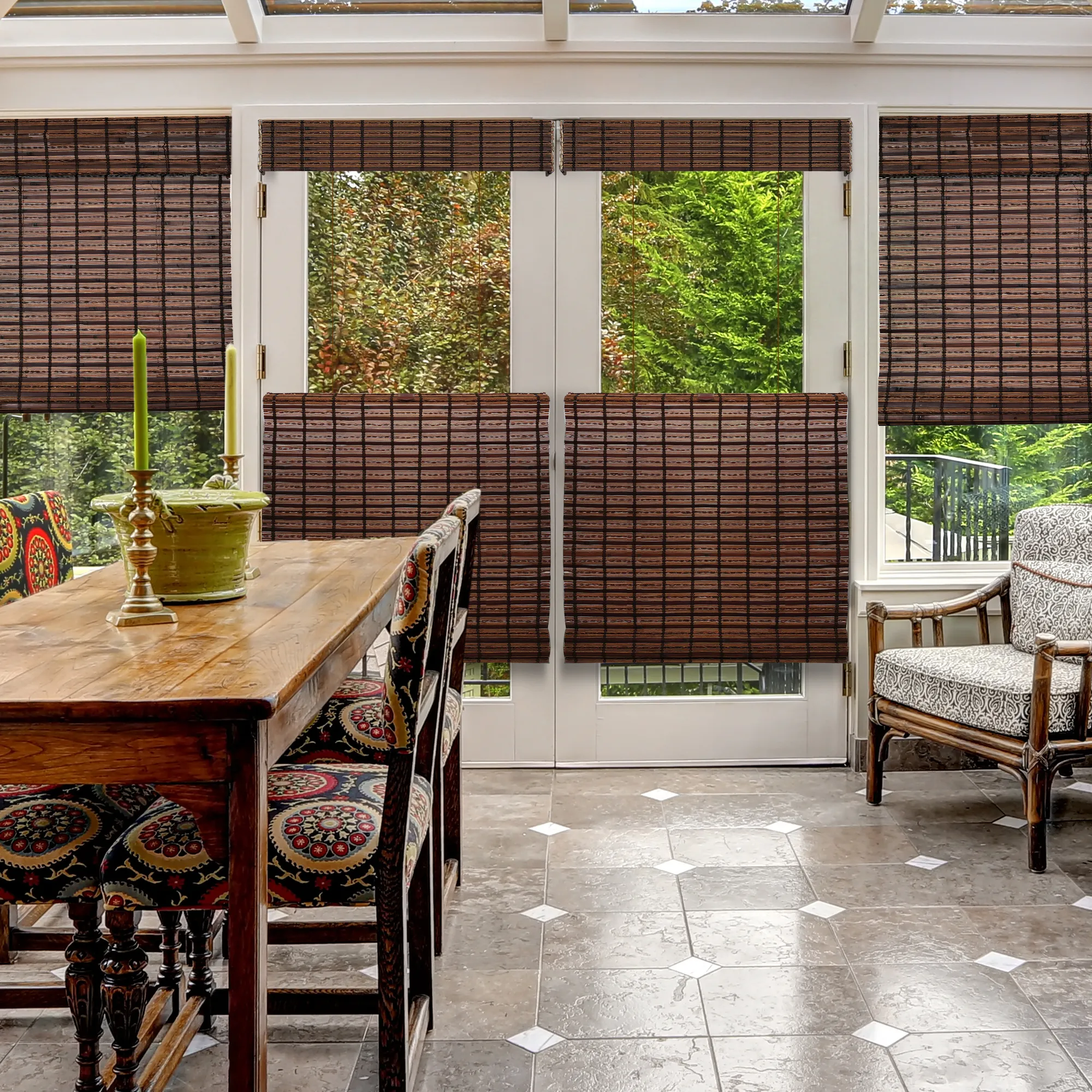 Light Filtering | Top Down Bottom up Custom Natural Bamboo | Jacobean