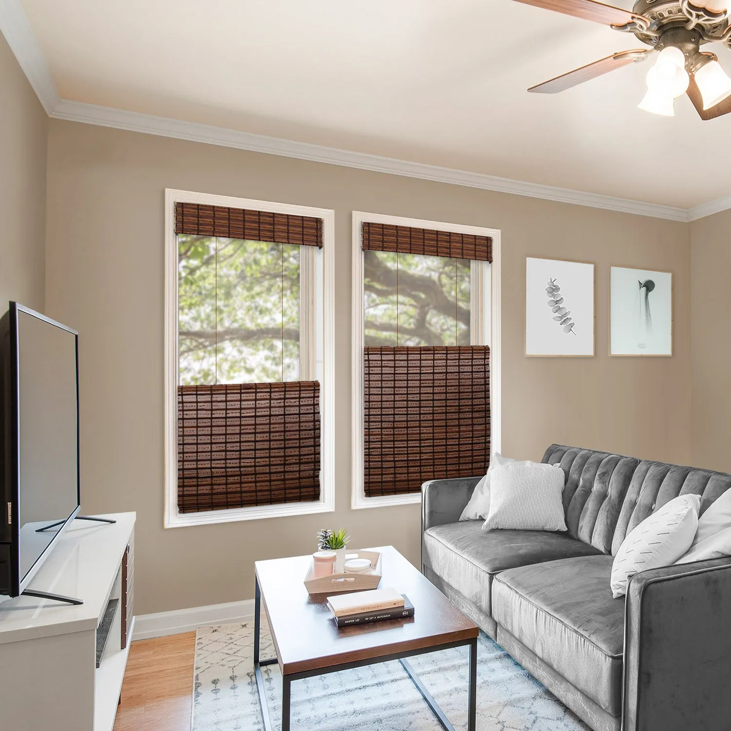 Light Filtering | Top Down Bottom up Custom Natural Bamboo | Jacobean