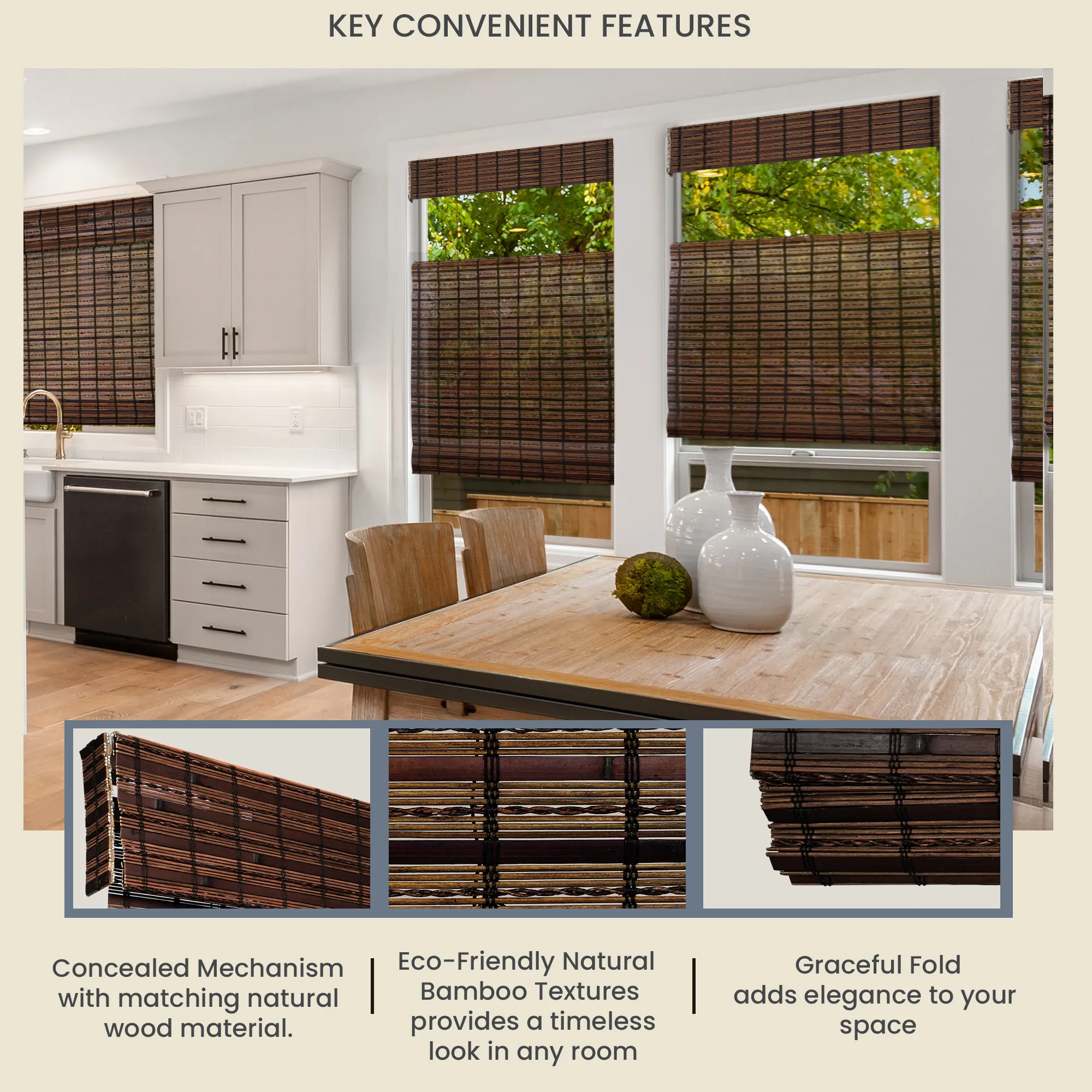 Light Filtering | Top Down Bottom up Custom Natural Bamboo | Jacobean