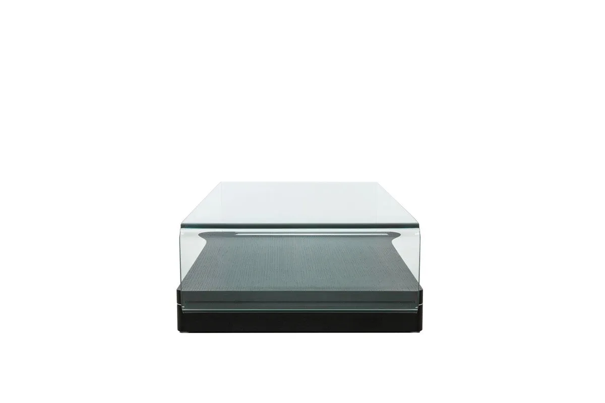 Modrest Vitro Modern Glass and Oak Coffee Table