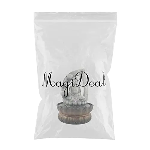 MYADDICTION Buddha Tabletop Fountain LED Lights Zen Rock Water Waterfall Home Deck Decor