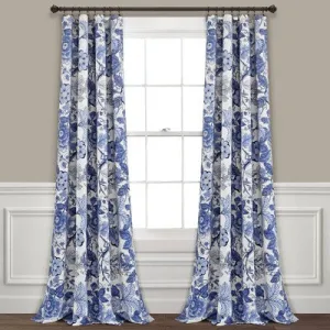 New - Set of 2 84"x52" Sydney Light Filtering Window Curtain Panels Navy/White - Lush Décor