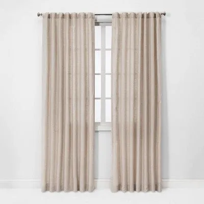 Open Box - 95"x54" Light Filtering Linen Curtain Panel Natural - Threshold