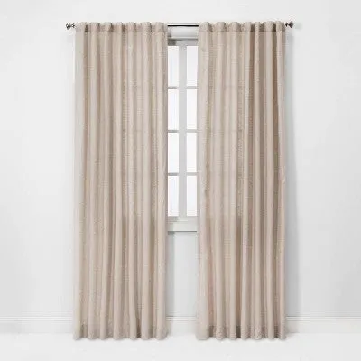Open Box - 95"x54" Light Filtering Linen Curtain Panel Natural - Threshold
