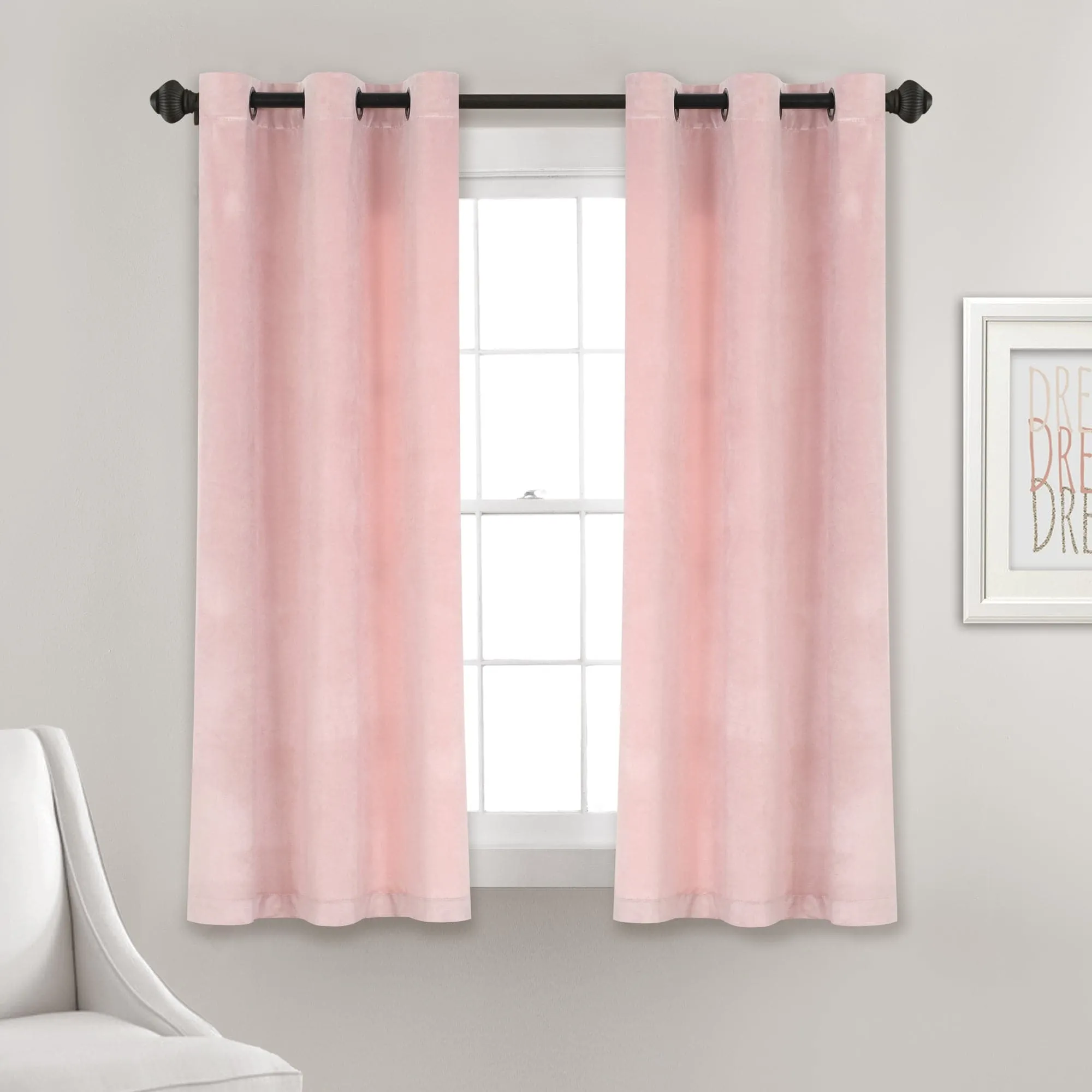 Prima Velvet Solid Grommet Light Filtering Window Curtain Panel Set