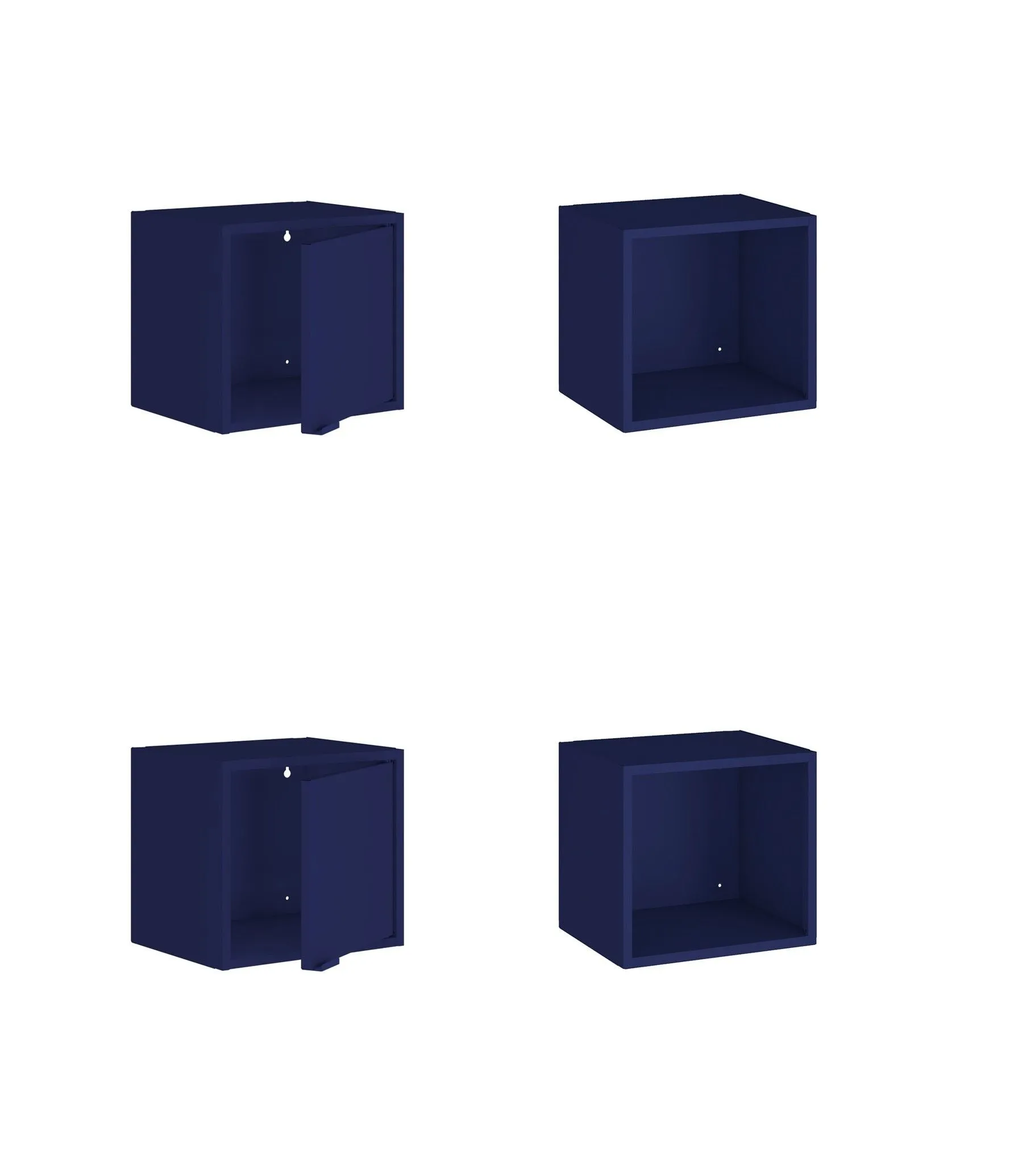 Smart 4-Piece 13.77" Floating Cabinet and Display Shelf in Blue
