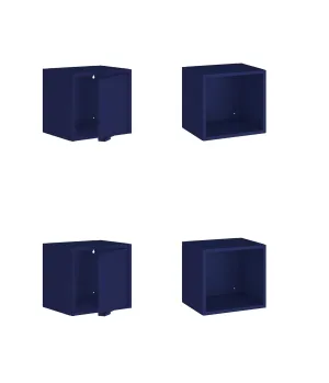 Smart 4-Piece 13.77" Floating Cabinet and Display Shelf in Blue