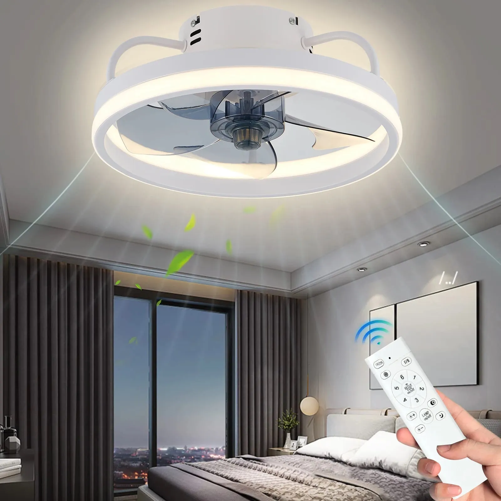 Smart Silent Ceiling Fan with Light - 6 Speed Remote Control