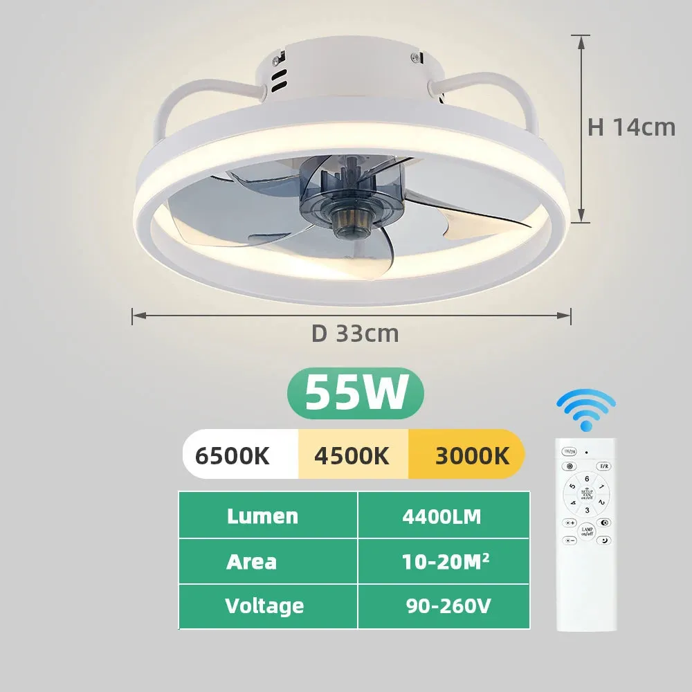 Smart Silent Ceiling Fan with Light - 6 Speed Remote Control