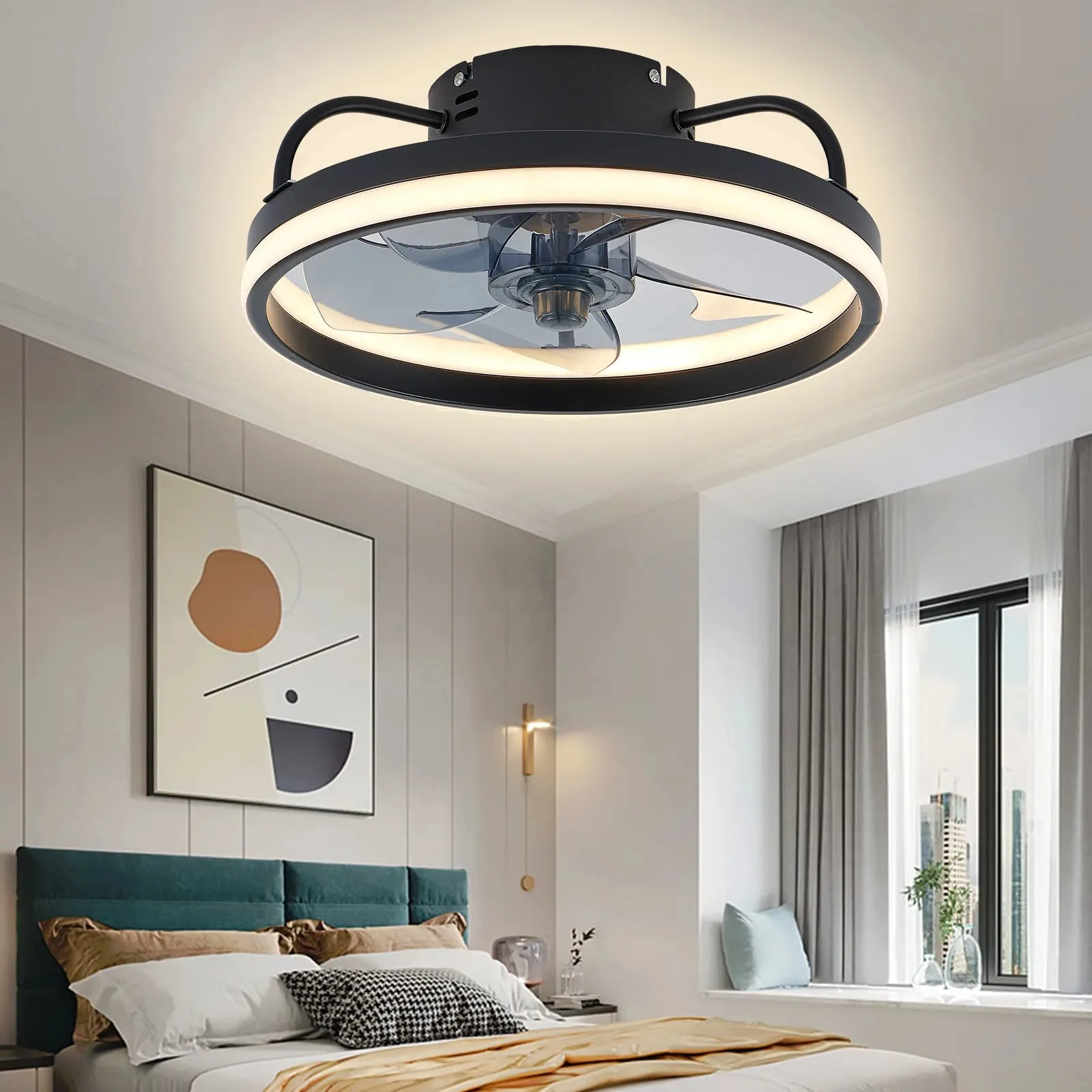 Smart Silent Ceiling Fan with Light - 6 Speed Remote Control