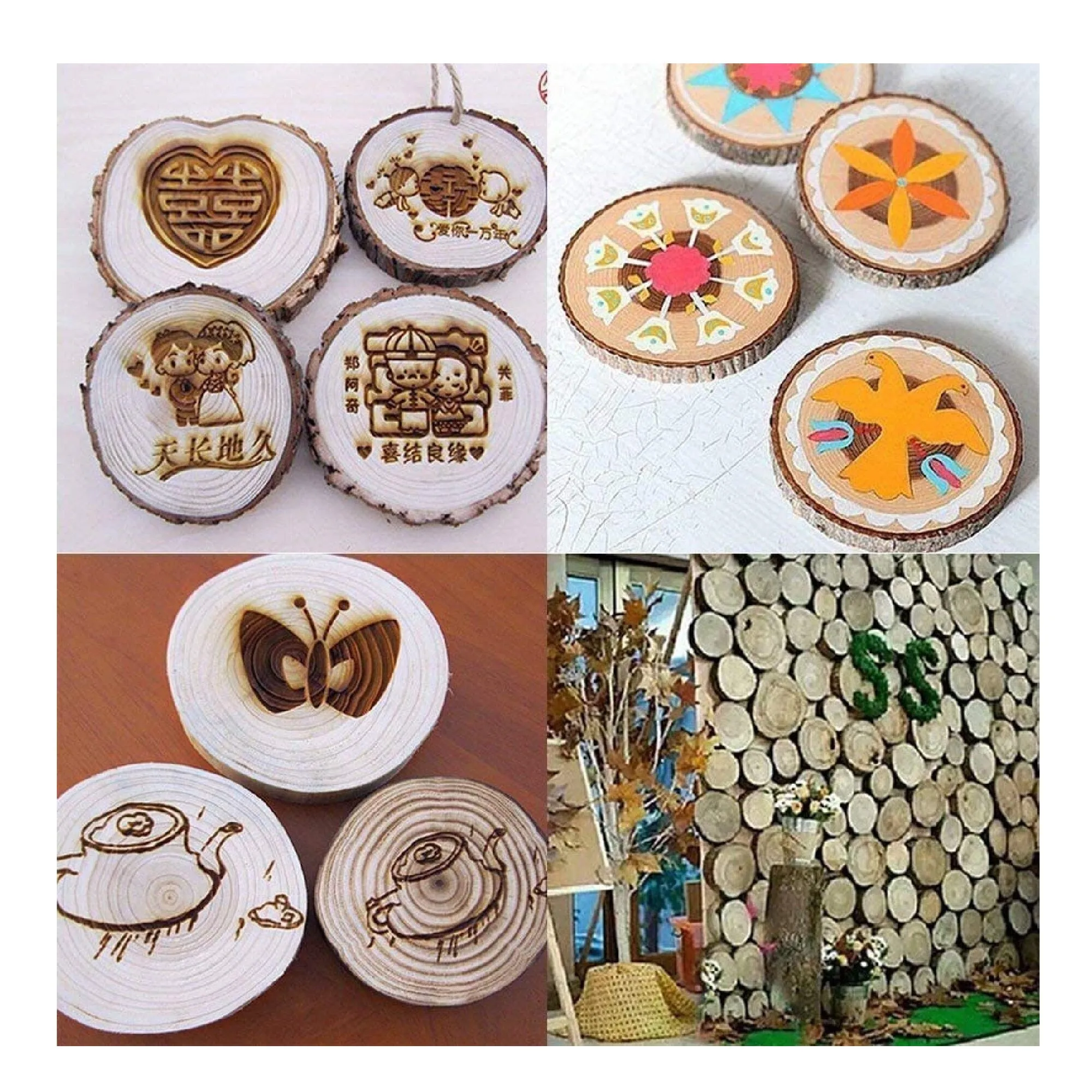 Unfinished Natural Wood Slices | 12 Pieces From 3.5 To 4 Inches | Wooden Craft Kit Rustic Wedding Decor By William Craft