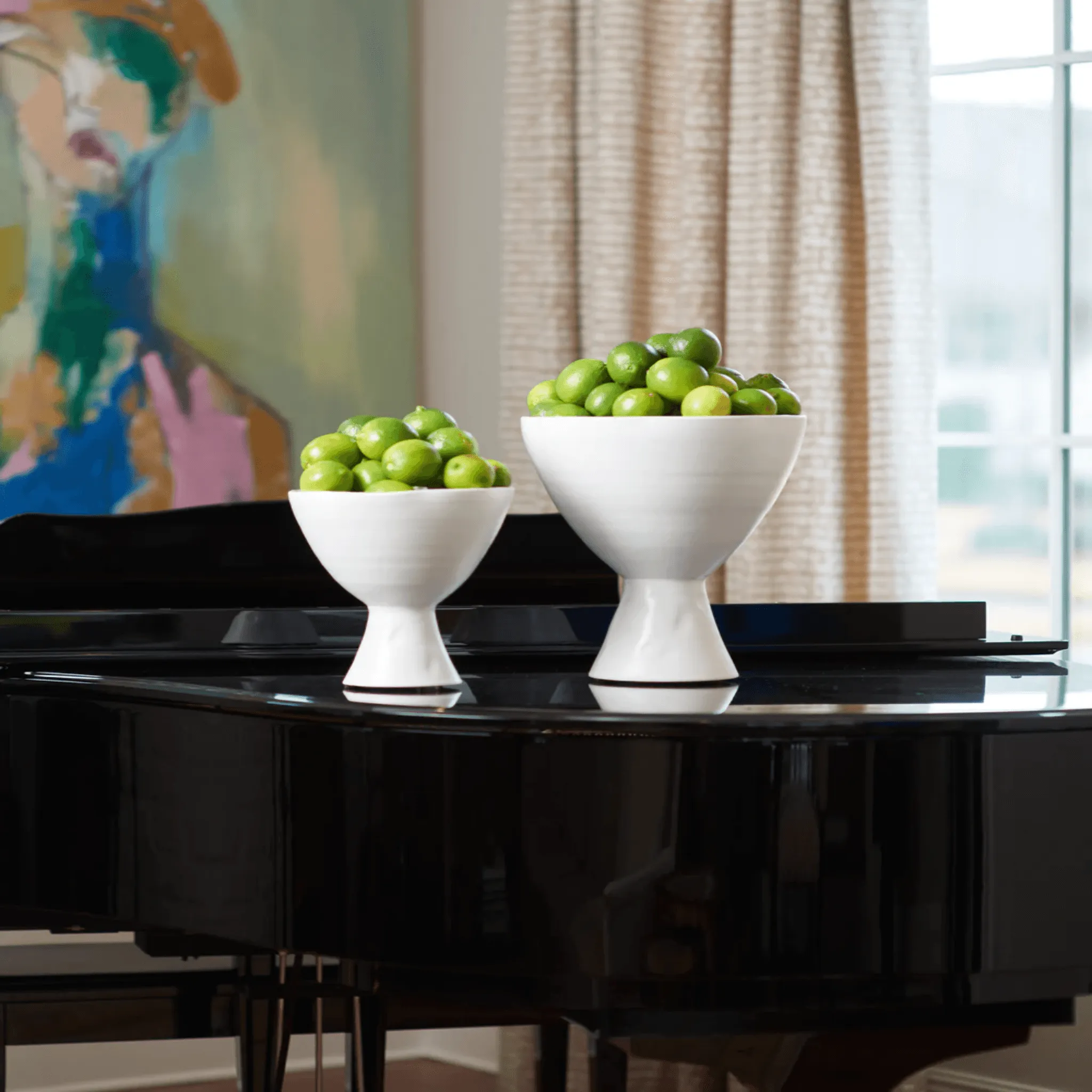 White Laguna Footed Compote, Large