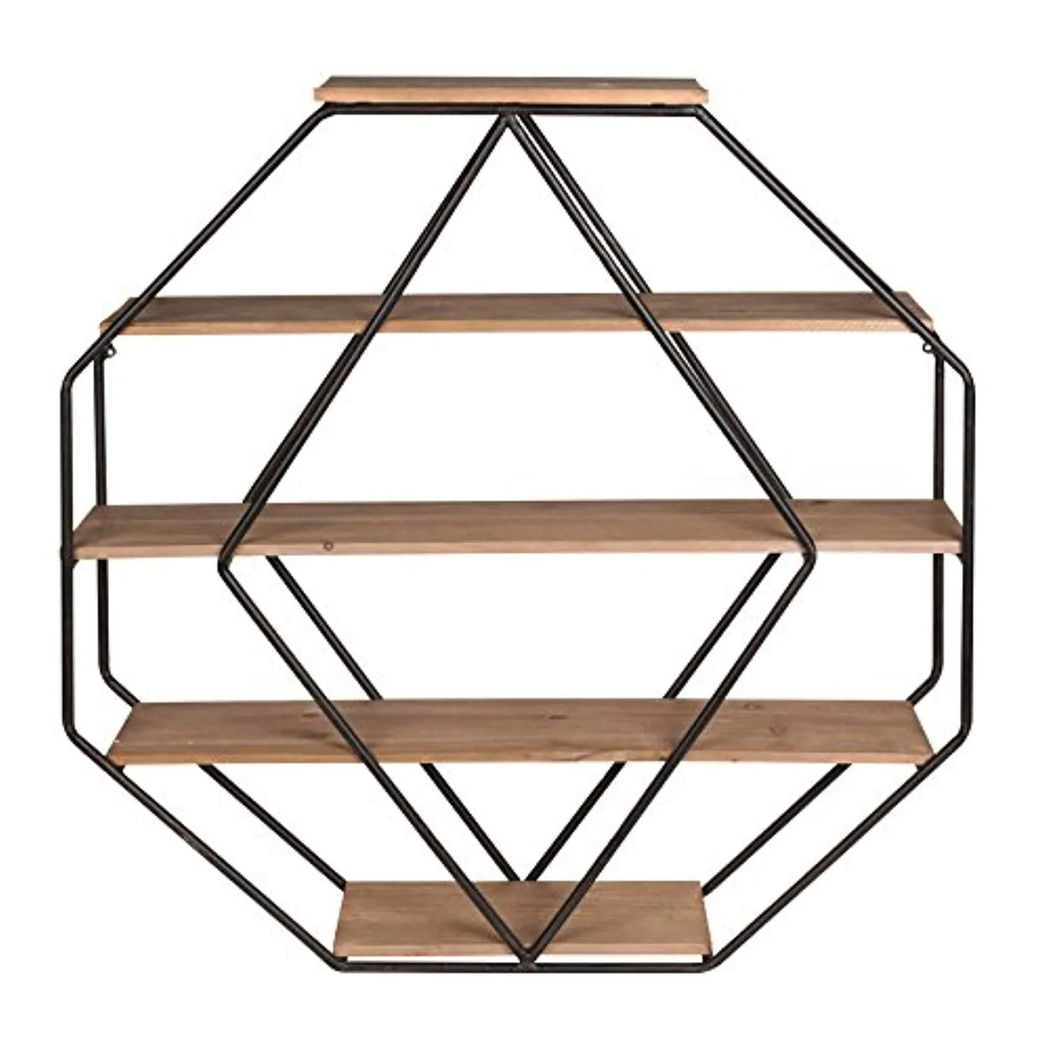 Wood Octagon Floating Wall Shelves