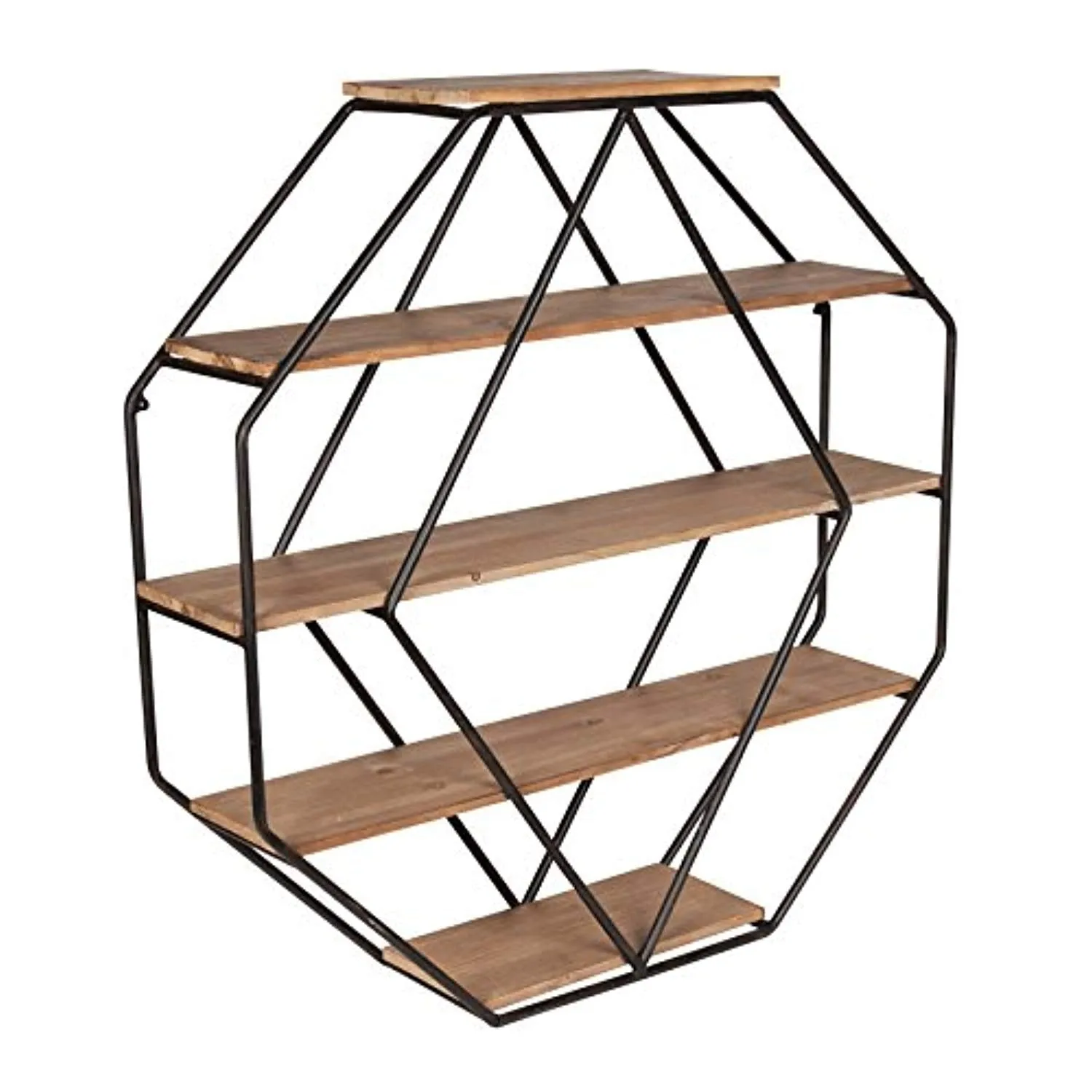 Wood Octagon Floating Wall Shelves