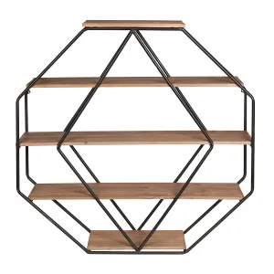 Wood Octagon Floating Wall Shelves