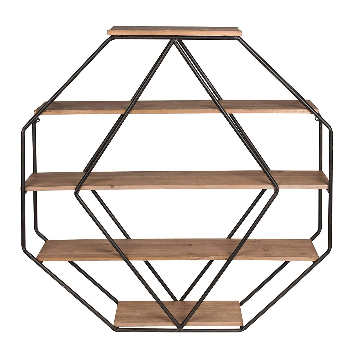 Wood Octagon Floating Wall Shelves