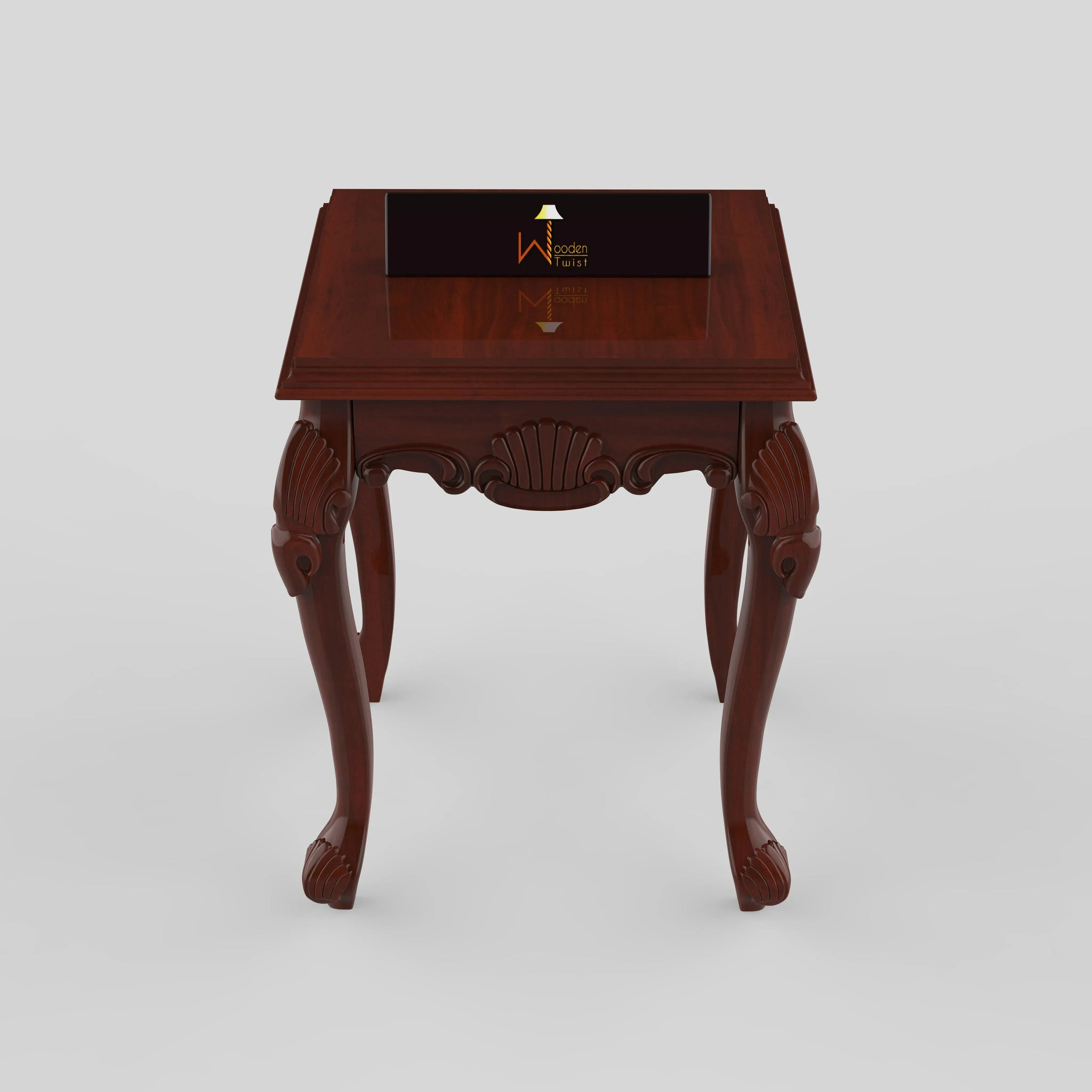 Wooden Twist Gracious Hand Carved Teak Wood End Table for Home Décor
