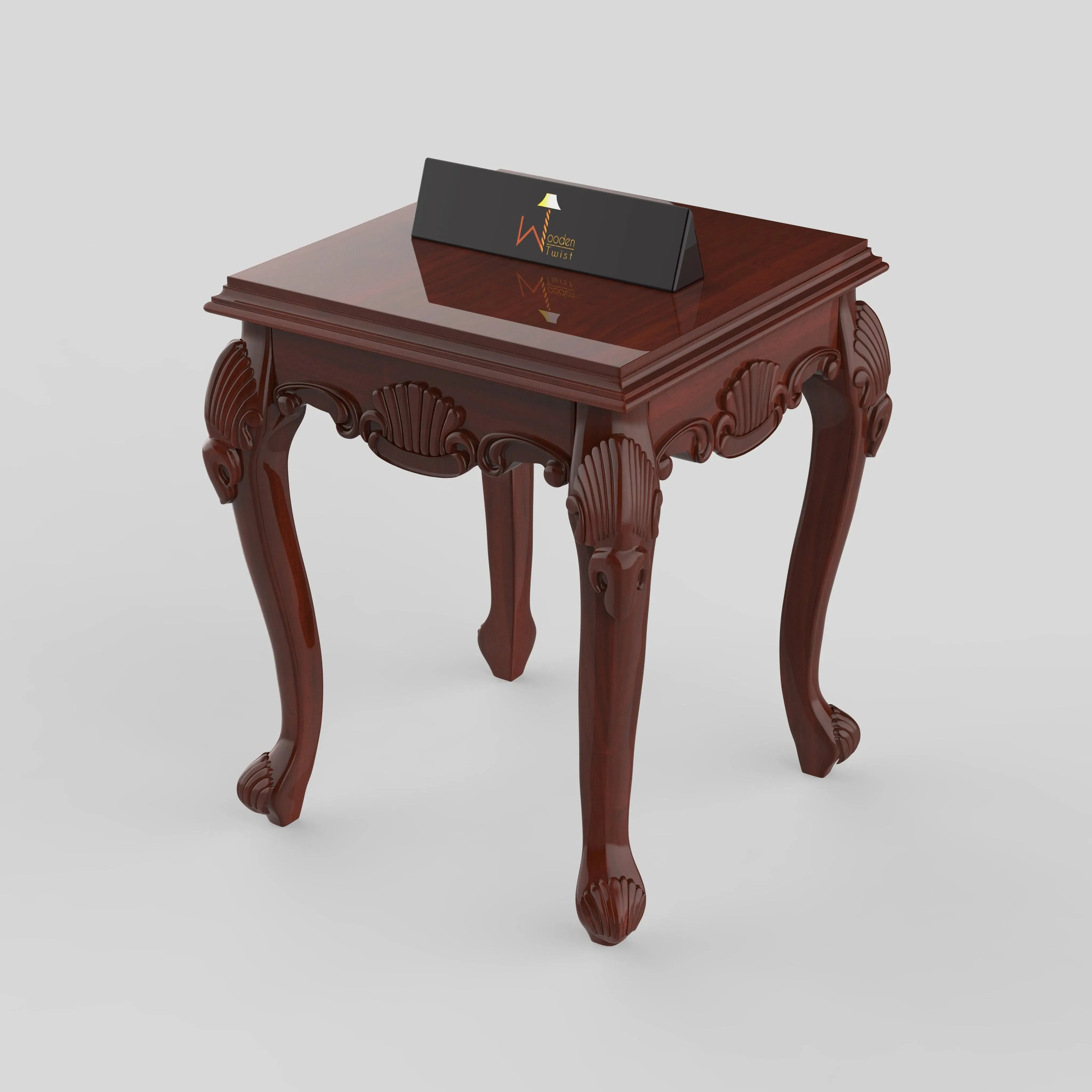 Wooden Twist Gracious Hand Carved Teak Wood End Table for Home Décor