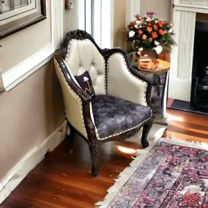Wooden Twist Hand Carved Baroque Style Sofa Chair