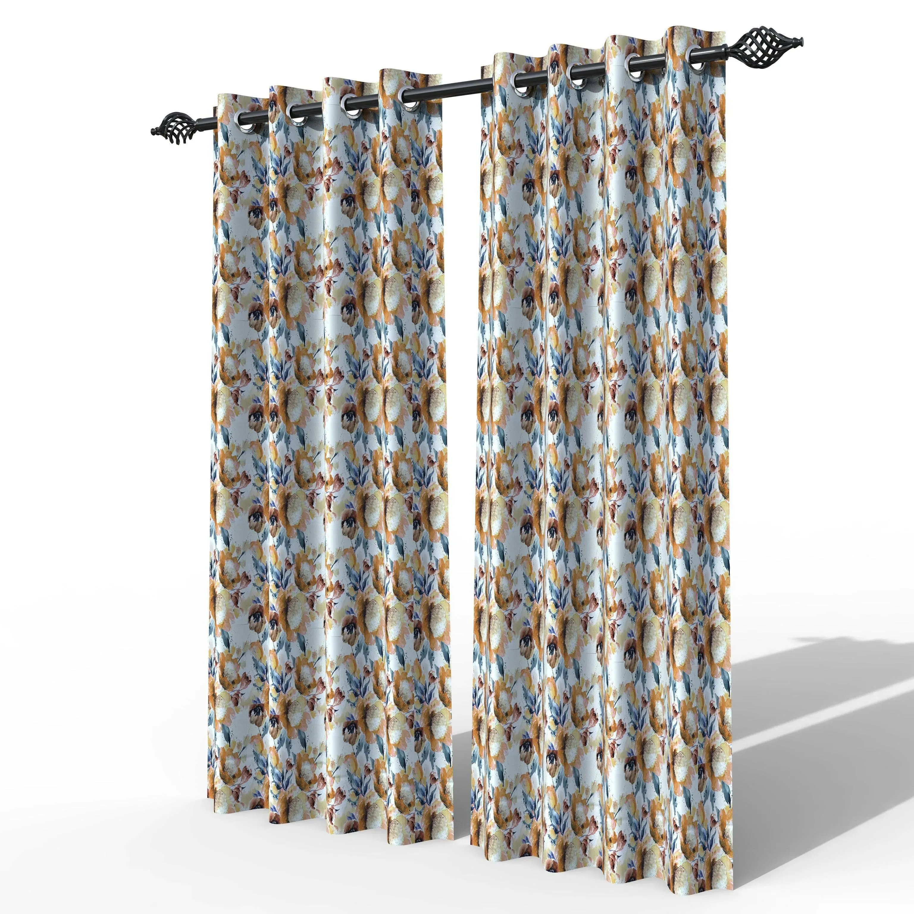 Wooden Twist Light Filtering 7 Ft Rectangular Holland Fabric Curtain ( Beige )