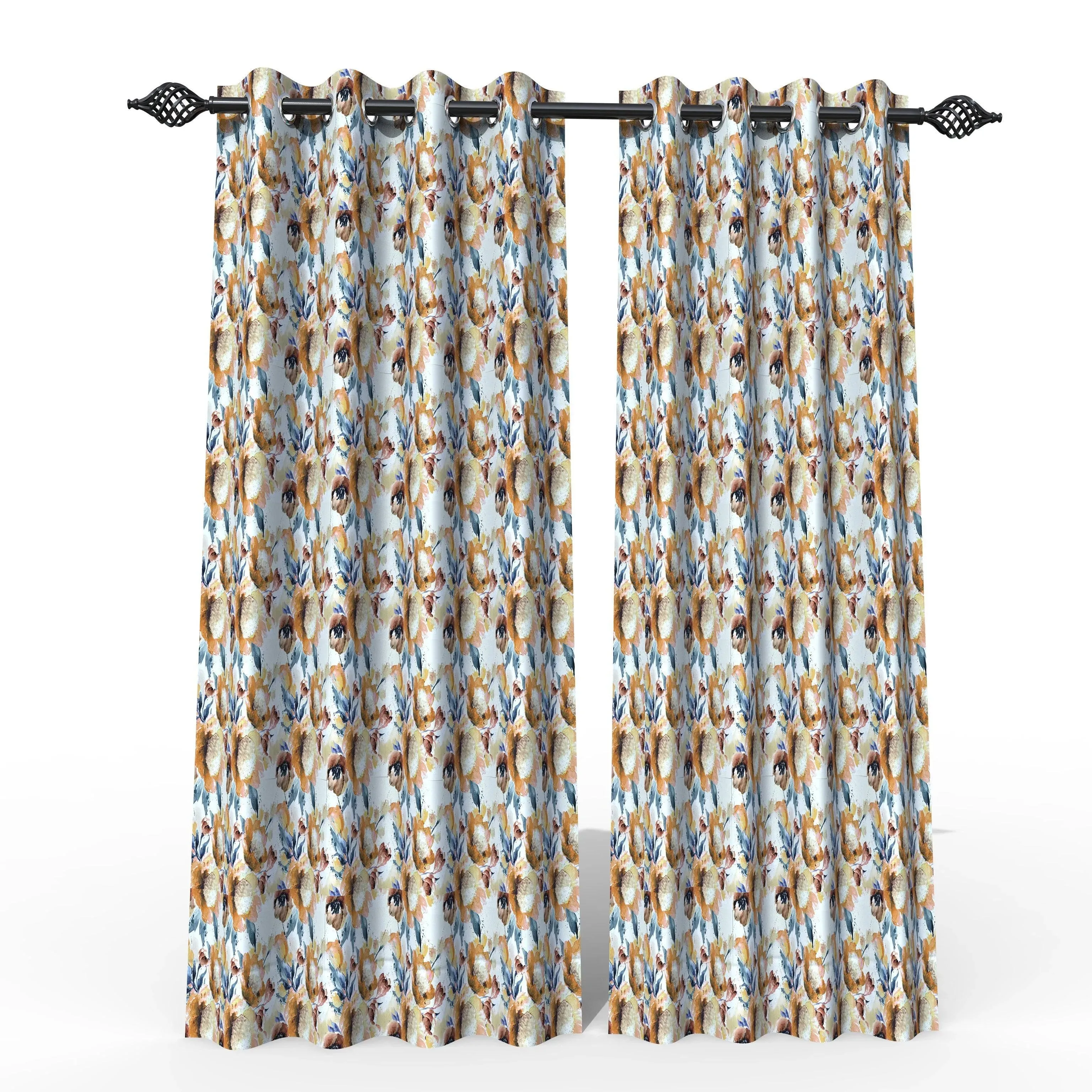 Wooden Twist Light Filtering 7 Ft Rectangular Holland Fabric Curtain ( Beige )