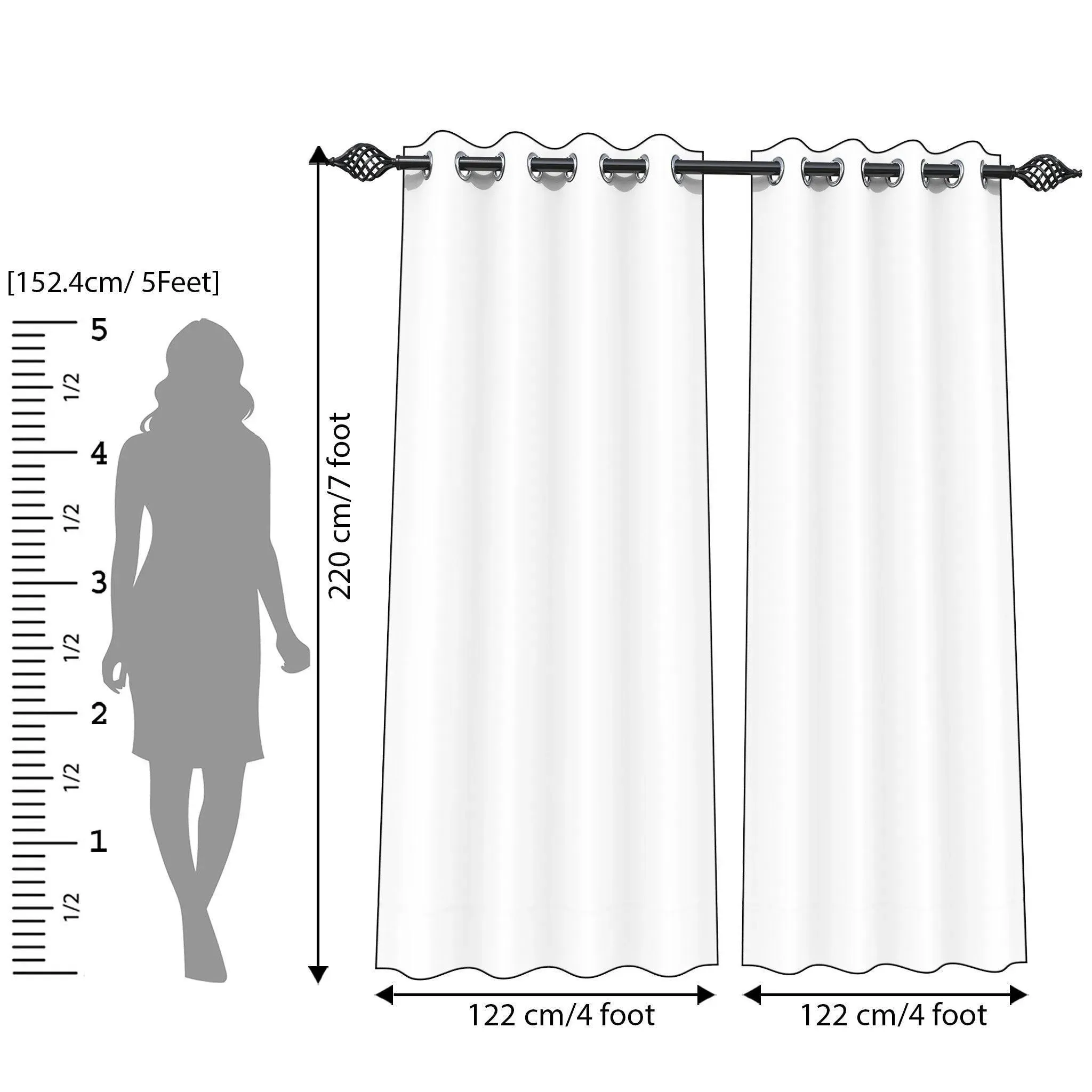 Wooden Twist Light Filtering 7 Ft Rectangular Holland Fabric Curtain ( Beige )