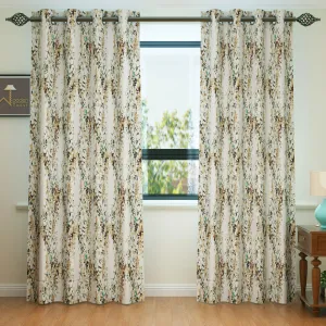 Wooden Twist Light Filtering 7 Ft Rectangular Holland Fabric Curtain ( Mustard )
