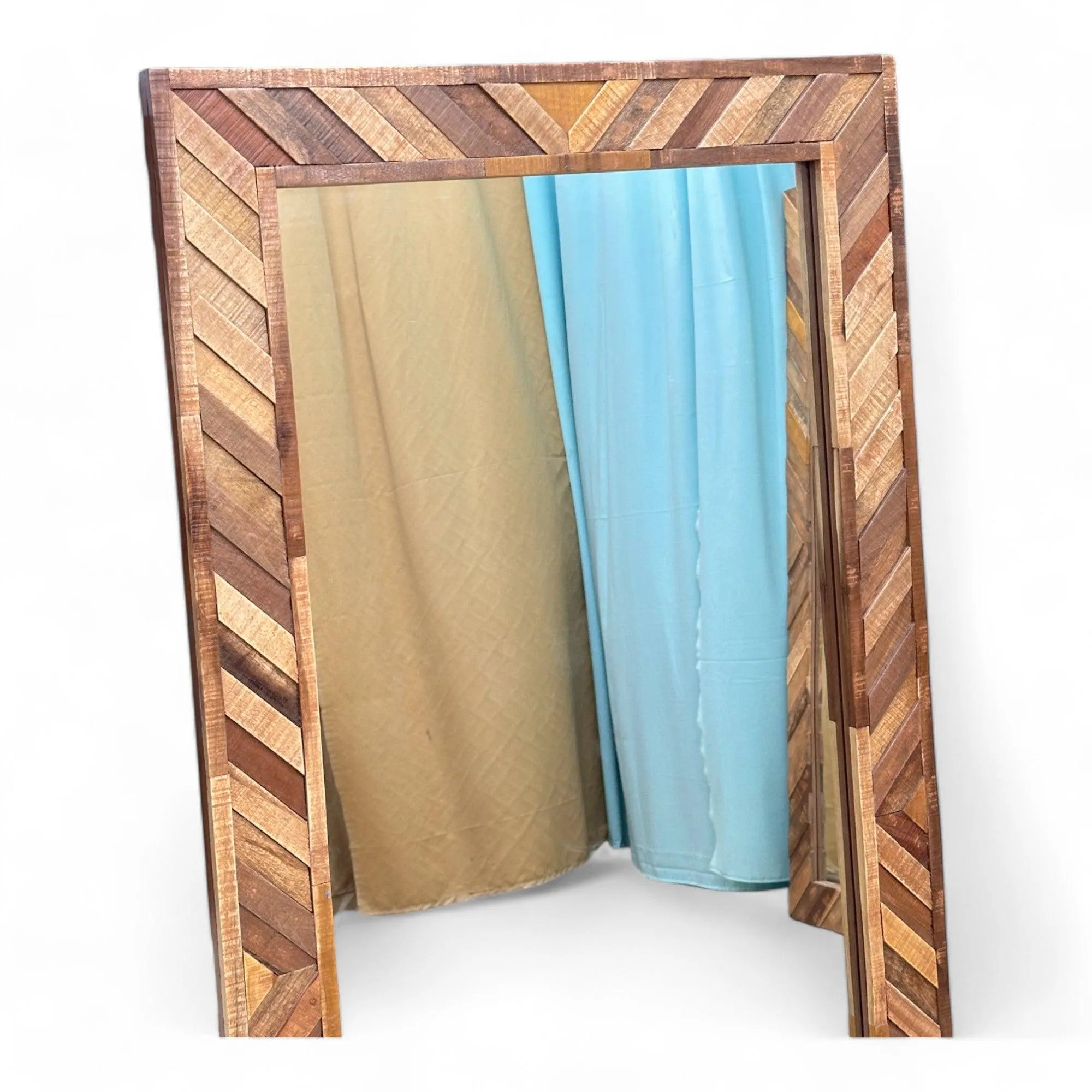 Wooden Twist Nuzzle Traditional Rectangular Hand-Carved Mango Wood Decorative Wall Standing Frame (60 x 30 inch)
