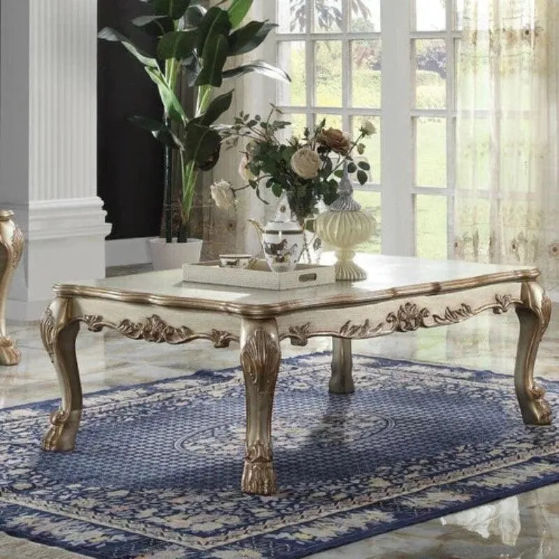Wooden Twist Sallow Hand Carved Modern Teak Wood Rectangle Coffee Table