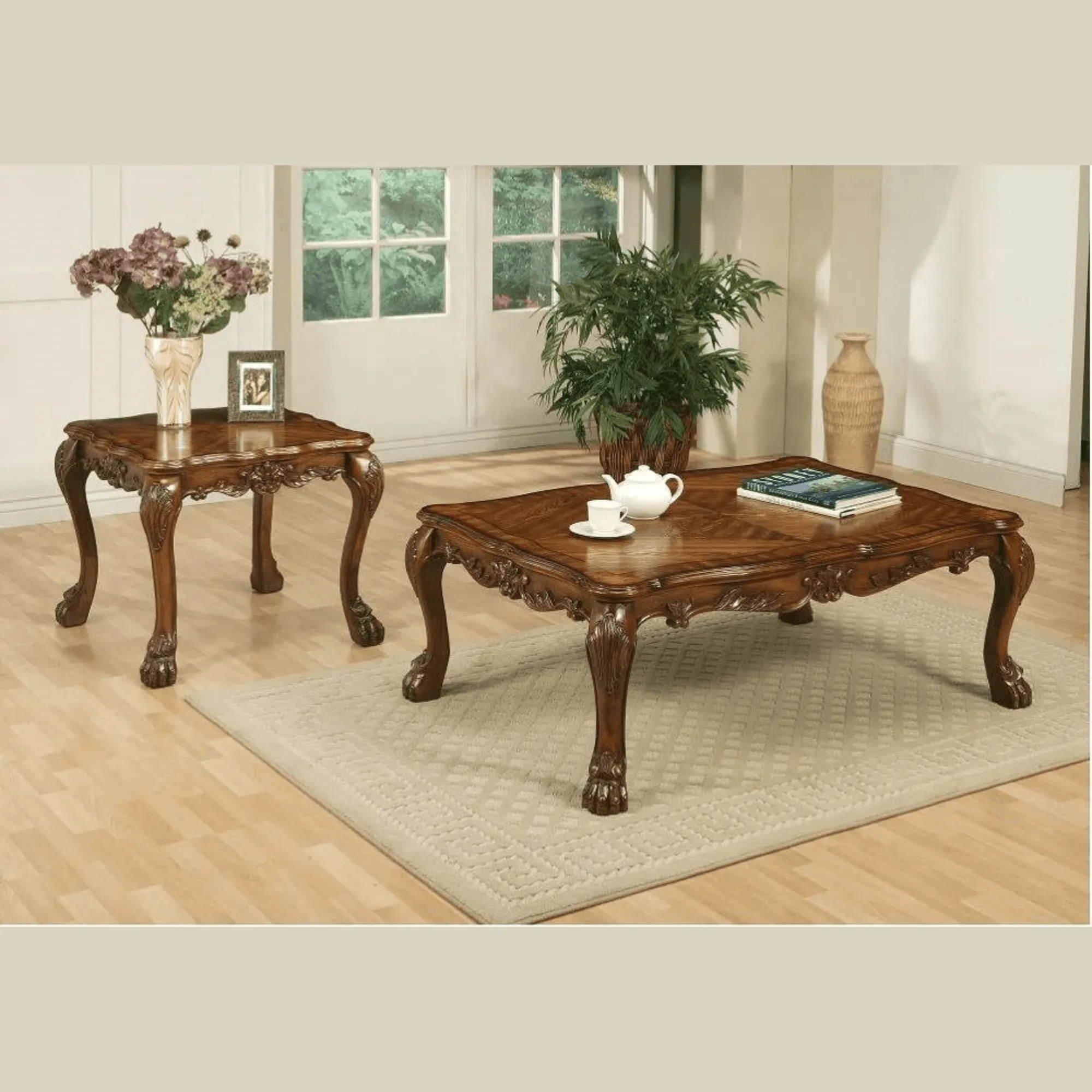 Wooden Twist Sallow Hand Carved Modern Teak Wood Rectangle Coffee Table