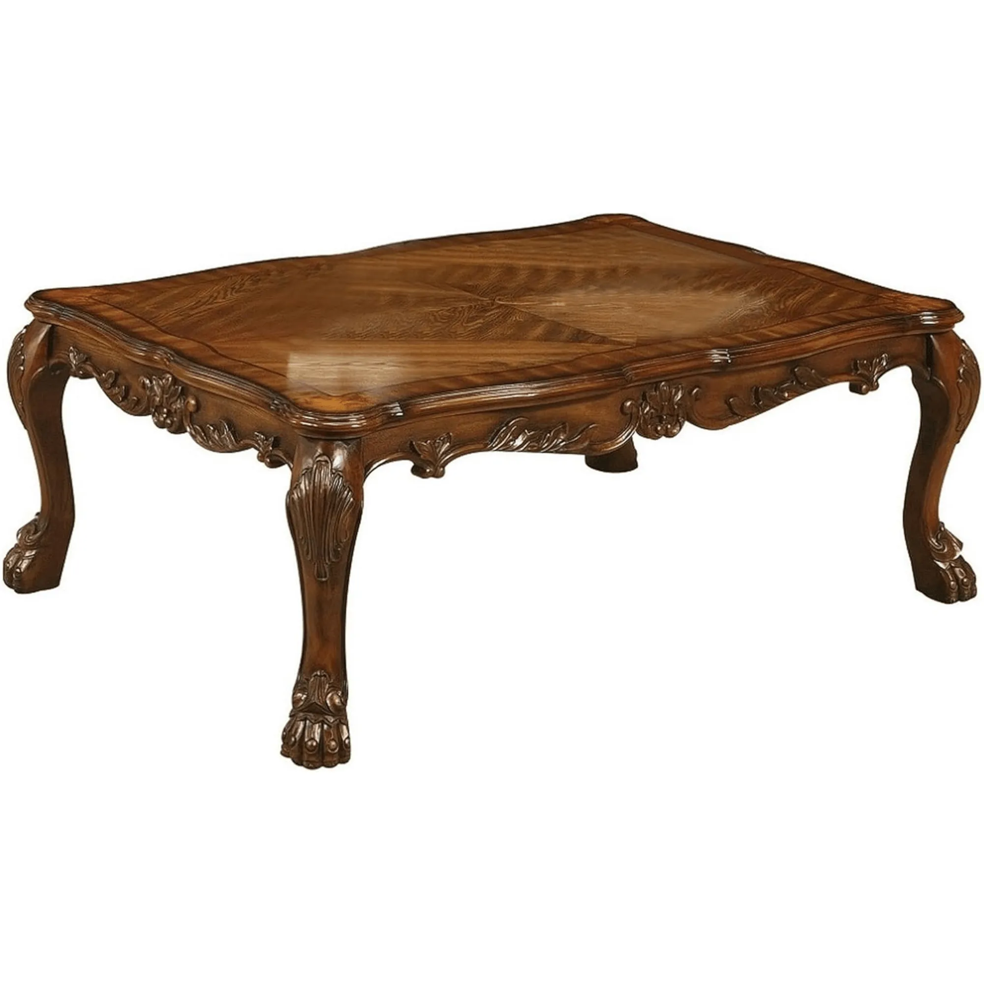 Wooden Twist Sallow Hand Carved Modern Teak Wood Rectangle Coffee Table